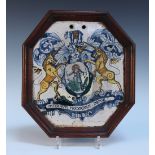 A polychrome delftware apothecary or pill slab, second half 18th Century, of octagonal shape