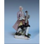 A Meissen porcelain figure of a gentleman musician, mid-18th Century, after the model by Johann