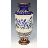 A Doulton Lambeth stoneware vase, late 19th Century, decorated by George Tinworth, monogrammed,