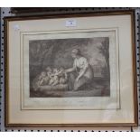 An early 19th Century sepia engraving by Bartolozzi, 'A Nest of Cupids', approx 28cm x 35cm,