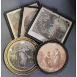 After Angelica Kauffman - Three Classical Figures, 19th Century tondo engraving, diameter approx