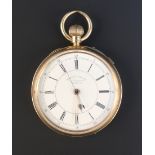 An 18ct gold cased keyless wind open-faced 'Time O Day' gentleman's pocket watch with centre stop