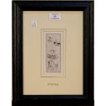 Eileen Soper - 'The Little Reader', monochrome etching, approx 14cm x 6.5cm, within an ebonized