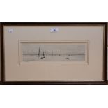 William Lionel Wyllie - Sailing J Class, early 20th Century monochrome etching, signed in pencil,