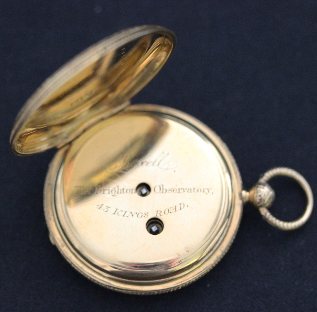 An 18ct gold and enamelled keywind hunting cased lady's fob watch, the gilt three quarter plate - Image 5 of 5