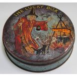 An early 20th Century novelty sweet tin, the lid inscribed 'The Lucky Box' and printed with a