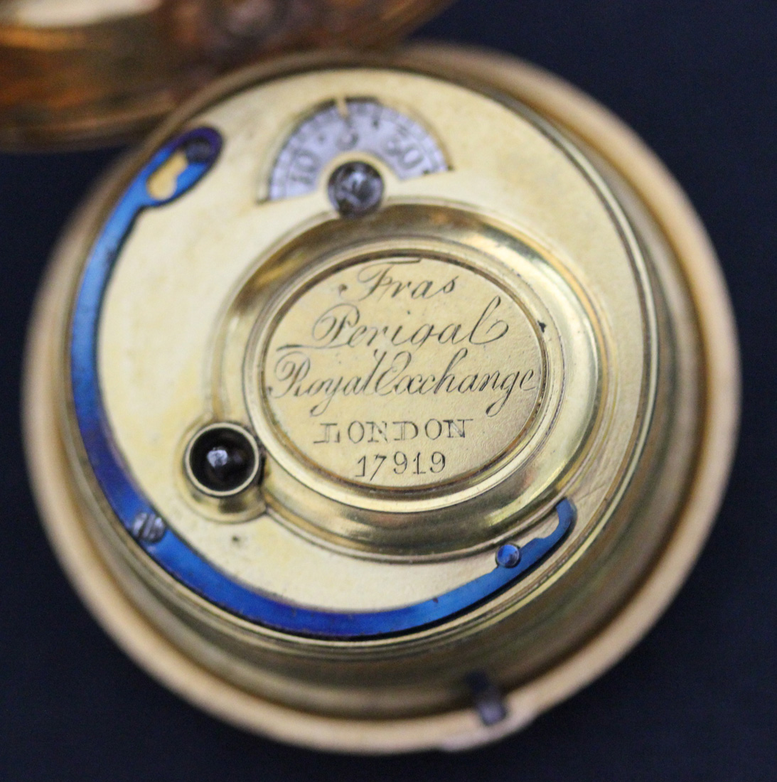 A gold and enamelled twin cased keywind open-faced pocket watch, the gilt fusee movement with a - Image 9 of 9