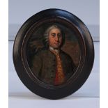 Late 18th Century British School - Oval Miniature Portrait of a Gentleman in a Landscape, oil on