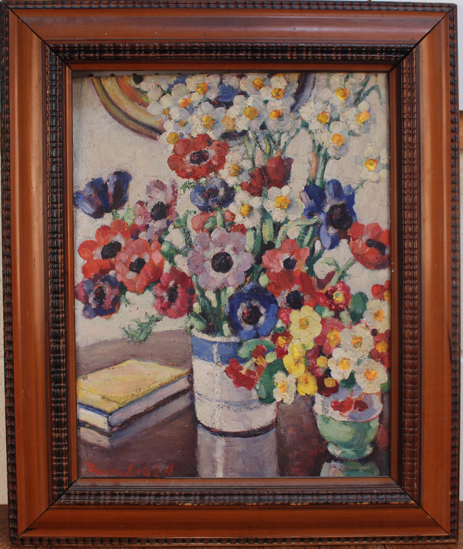 Late 19th/early 20th Century Continental School - Still Life Study of Anemones and Narcissi, oil