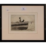 Eileen Soper - The Sailor, monochrome etching, circa 1929, signed in pencil, approx 14.5cm x 21.5cm,