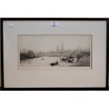 William Lionel Wyllie - Rouen, Normandy, early 20th Century monochrome etching, signed in pencil
