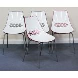 A set of four modern Italian moulded plastic 'Jam' chairs by Calligaris, raised on chromium plated