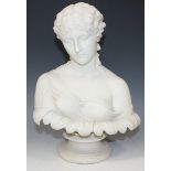 An Art Union of London Parian bust of Clytie, modelled after C. Delpech, raised on a socle base,