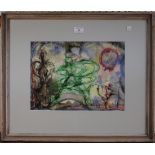 Mary Wykeham - 'Composition', watercolour and ink, signed recto, titled label verso, approx 27cm x