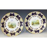 A pair of English porcelain plates, mid-19th Century, possibly Ridgway, each painted with a titled