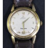 An Omega Automatic Seamaster gilt metal fronted gentleman's wristwatch, the signed silvered dial