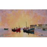 C.R. Doyly-John - 'Early Morning Fishing at Frejus, S. France', oil on canvas, signed recto,