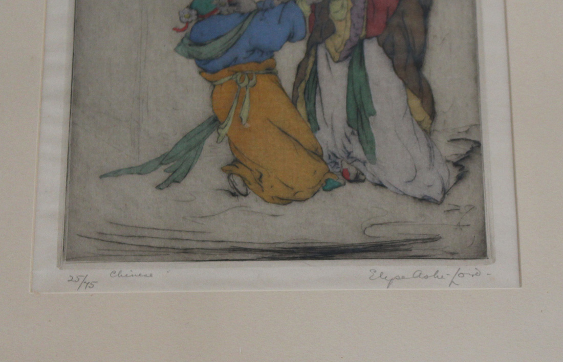 Elyse Ashe Lord - 'Chinese', hand-coloured etching, signed, titled and editioned 25/75 in pencil, - Image 2 of 3