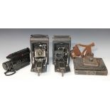 A Zeiss Ikon Nettar camera, two Kodak folding cameras, a Canon 1014XL-S camera and other cameras and