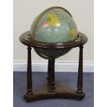 A late 20th Century American terrestrial globe by 'Replogle Globes Inc. Chicago', raised on fluted
