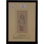 Eileen Soper - My New Coat, early 20th Century pencil drawing, approx 14.5cm x 7cm, within an