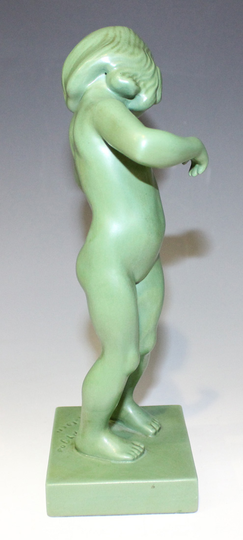 A Danish P. Ipsens Enke jade green glazed terracotta figure of 'Venus Kalipygos', early 20th - Image 4 of 6