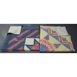 Two modern American patchwork quilts.
