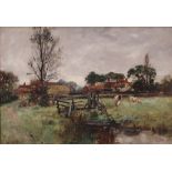 Henry John Yeend King - 'Near Norwich', oil on canvas, signed, approx 35.5cm x 52cm, within a