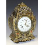 A 19th Century gilt brass and boulle cased mantel timepiece, with brass single fusee movement, the