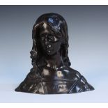 Léon Noël Delagrange - an Art Nouveau brown patinated cast bronze head and shoulders portrait bust