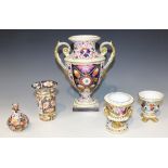 A Bloor Derby porcelain potpourri vase, circa 1820-1840, of urn form painted with a band of