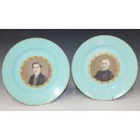 A pair of French 'Sèvres' porcelain cabinet plates, late 19th/early 20th Century, each painted