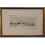 William Lionel Wyllie - A Three-master at Sea, early 20th Century monochrome etching, signed in