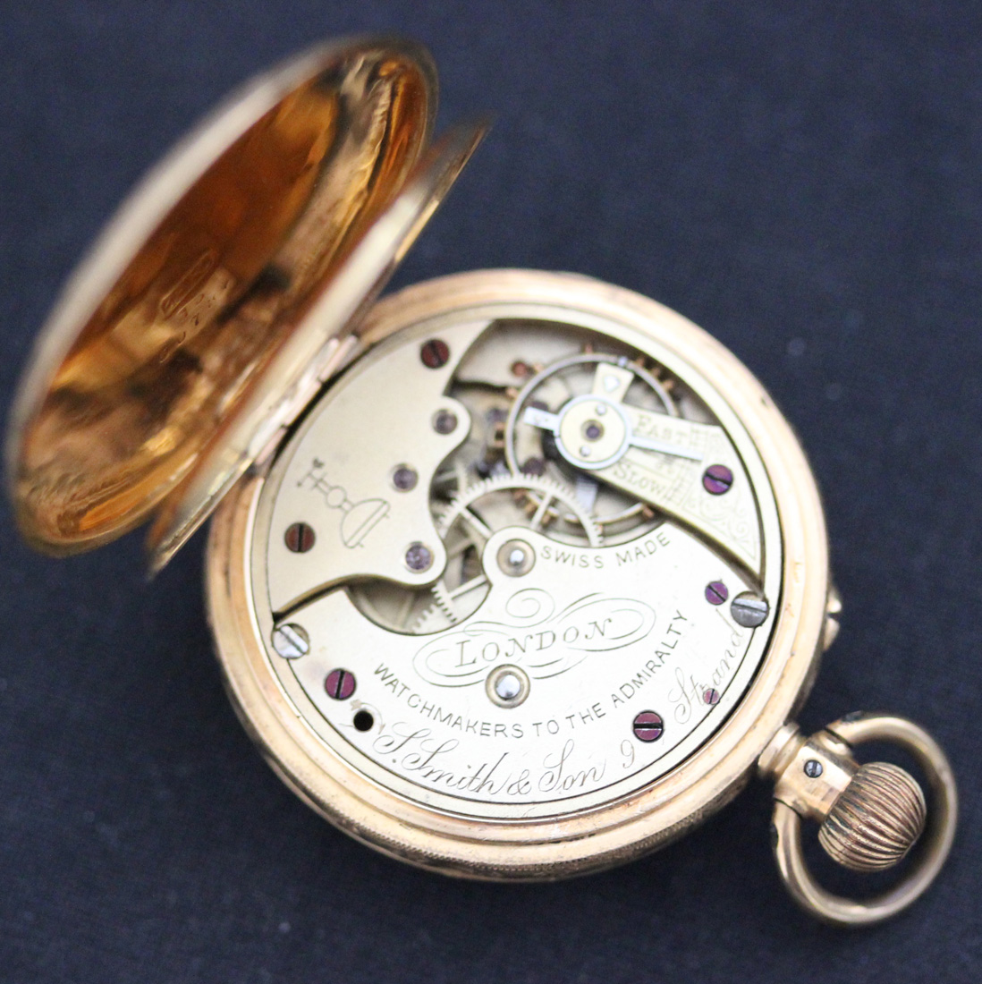 A gold cased keyless wind open-faced lady's fob watch, the jewelled lever movement detailed 'S Smith - Image 2 of 3
