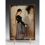 A Berlin KPM porcelain rectangular plaque, late 19th Century, painted with a scene of a young lady