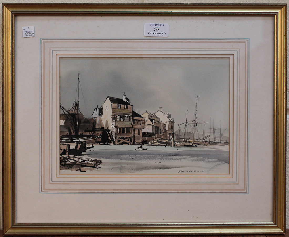 Rowland Hilder - 'The Prospect of Whitby', watercolour and ink, signed, approx 18.5cm x 26.5cm,