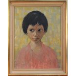 Pascoal Fortunato da Souza - Head and Shoulders Portrait of a Girl, oil on board, signed, approx