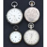 A silver cased keywind open-faced gentleman's pocket watch, Birmingham 1900, a silver keyless wind