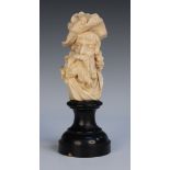 A 19th Century Continental carved ivory portrait bust of a gentleman sporting an elaborate beard and