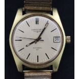 A Longines Admiral gilt metal fronted and steel backed gentleman's wristwatch, the steel case back