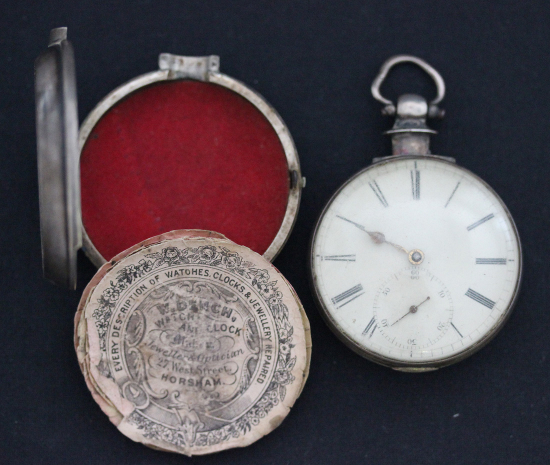 A silver pair cased keywind open-faced gentleman's pocket watch, the gilt fusee movement with a - Image 2 of 4