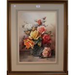 Jack Carter - Still Life Study of Roses in a Cut Glass Jug, watercolour, signed and dated '73,