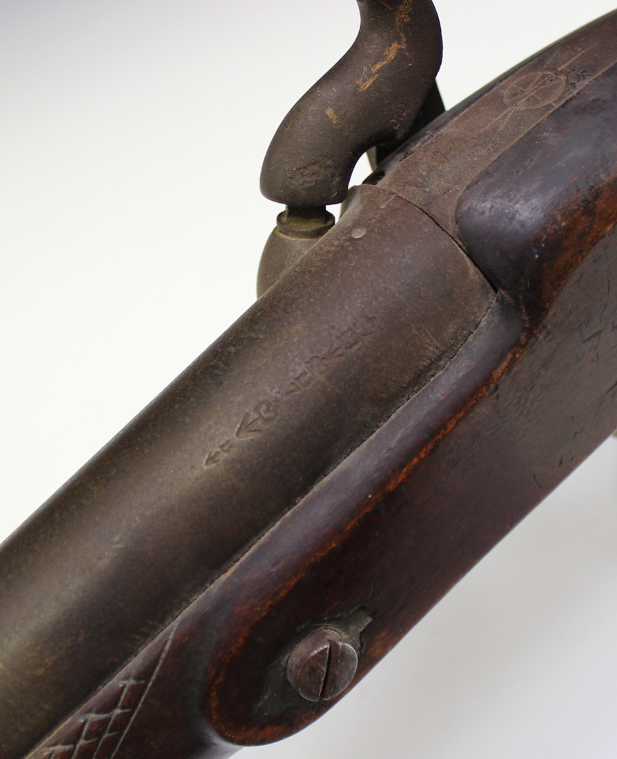 A 10 bore percussion sporting gun, barrel length approx 83.5cm, the barrel border engraved, the lock - Image 2 of 4