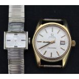 An Omega Seamaster Automatic gilt metal fronted and steel backed lady's wristwatch, the signed