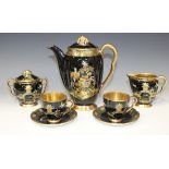 A Carlton Ware New Mikado pattern black ground part coffee set, comprising coffee pot and cover,