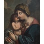 Manner of Guercino - Madonna and Child, oil on canvas, probably 18th Century, approx 63cm x 53cm,