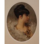 Jan van Beers - Oval Portrait of a Lady, early 20th Century oil on board, signed and inscribed '