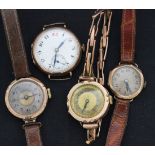 A Derrick 9ct gold circular cased lady's wristwatch, on an expanding bar link bracelet, import