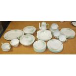 A Shelley bone china 'Spurge' pattern part service, comprising two graduated oval platters, two