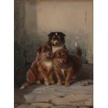 Valentine Thomas Garland - 'Three Collie Puppies', watercolour with touches of gouache, signed and